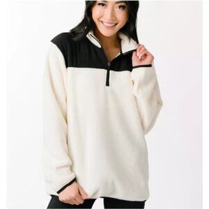ZYIA ACTIVE Cream 1/4 Zip Fleece Sweater Lightweight Soft Pullover Women Size XL